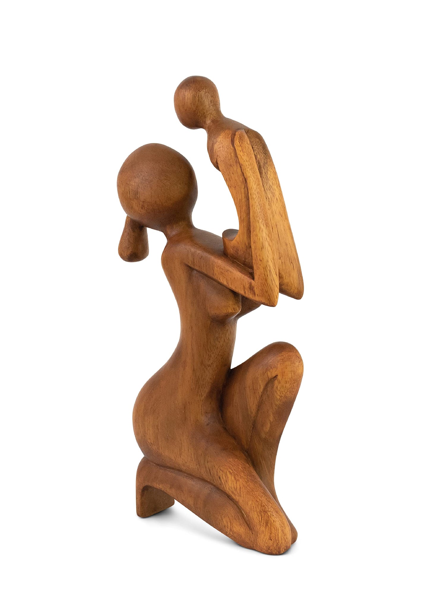 G6 Collection Wooden Handmade Abstract Mother and Child Sculpture Handcrafted Gift Art Decorative Home Decor Figurine Accent Decoration Artwork Hand Carved, Mother and Baby Statue