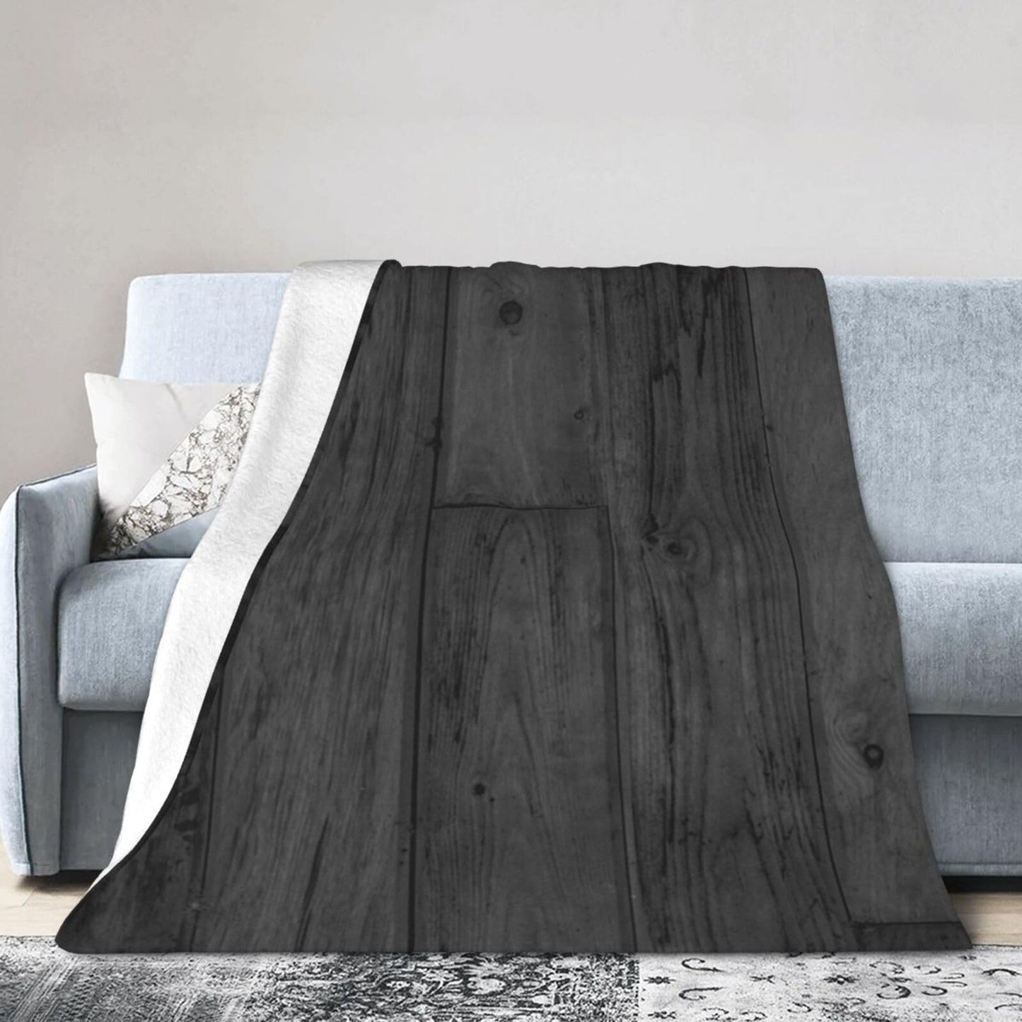 50"X40" Dark Wooden Floorboards Texture Soft Flannel Blanket - Lightweight and Quick Drying, Used for Home, Travel, Camping