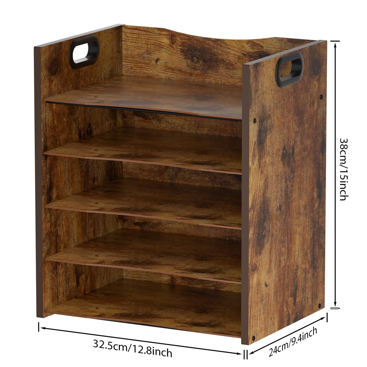 LMZAPET 5-Tier Wood Paper Organizer, File Holder for Desk With Handle - Wooden Paper Letter Tray, Desk Organizer and Accessories, File Cabinet for Home Office, School