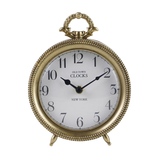 NIKKY HOME Table Clock, Vintage Desk Clock, Gold Table Clocks Non-Ticking Battery Operated Decorative Shelf Clock for Living Room Bedroom Gift Clocks