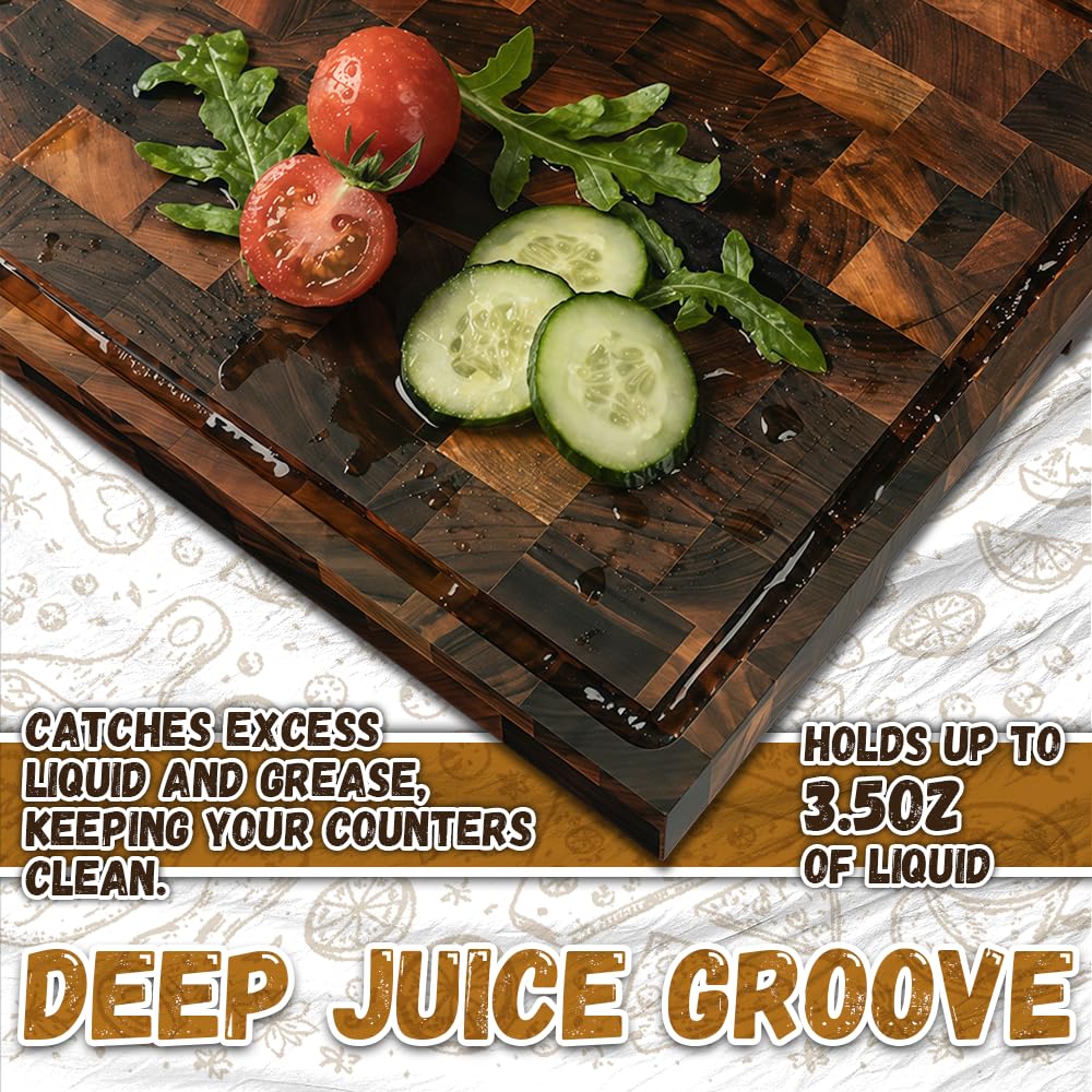 Black Walnut Wood Cutting Board 16.7x12", Heavy Duty Cutting Boards for Kitchen with Juice Groove & Non-slip Feet, Cutting Board for Meat & Veg, Charcuterie Boards, Wooden Trays (Black Walnut)