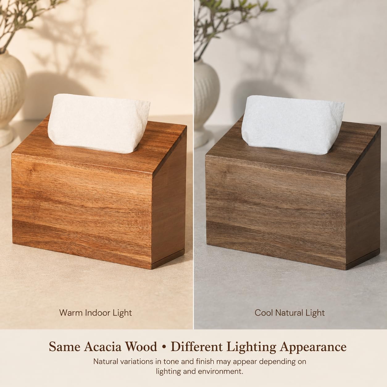 YANGQIHOME Acacia Hand Towel Box Cover Compatible with Kleenex Disposable Paper Hand Towels, Wall Mounted Paper Towel Holders, Hand Towel Holder for Bathroom, Car, Tabletop