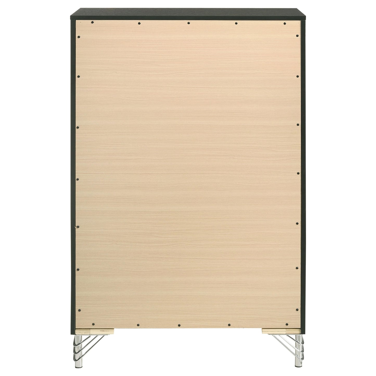 Coaster Home Furnishings - Lucia - Wood & Metal - 5-Drawer Chest with Chrome Trim, Hairpin Legs and Bar Pulls - Modern Classic - Bedroom - Black - 224995