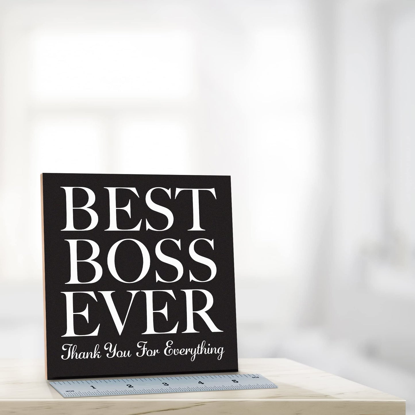 JennyGems Boss Gifts, Best Boss Ever Wooden Sign, Going Away Retirement Gifts, Shelf Decor and Wall Hanging, Made in USA