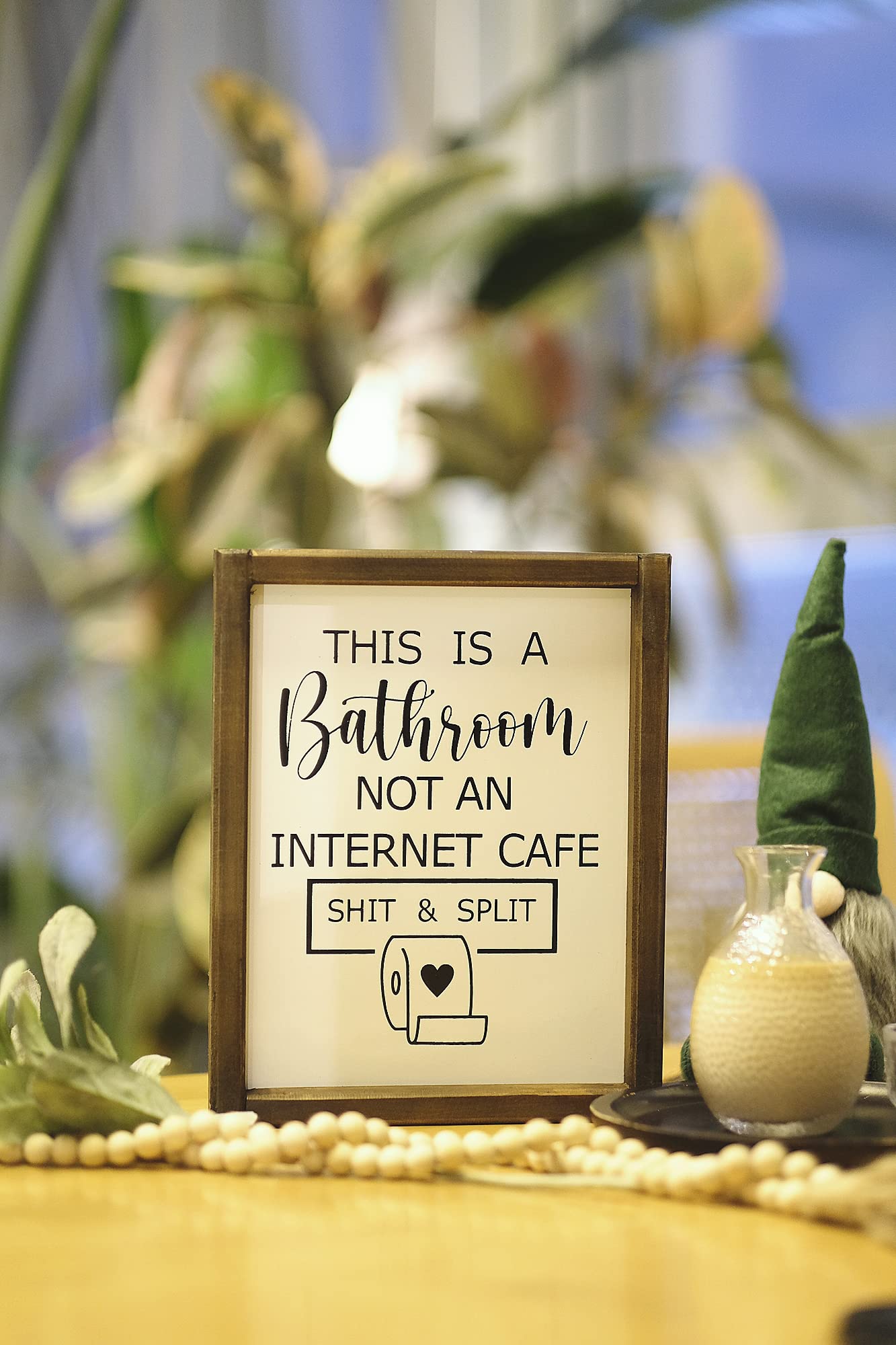 This is a Bathroom Not an Internet Cafe, Funny Bathroom Sign, Toilet Paper Sign, Farmhouse Bathroom Humor Sign, Shelf Sitter,Guests Bathroom Signs Rustic Modern Farmhouse Decor, Kid's Bathroom Decor
