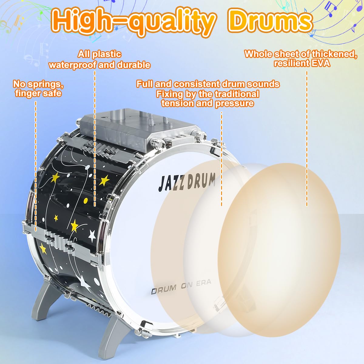 Kids Drum Set for Toddlers 1-3, Upgraded Jazz Drum Set for Kids, Musical Instrument Toys & Lights & All Plastic, Percussion Beginner kit for Boys Girls Toddlers Aged 3-5 5-7