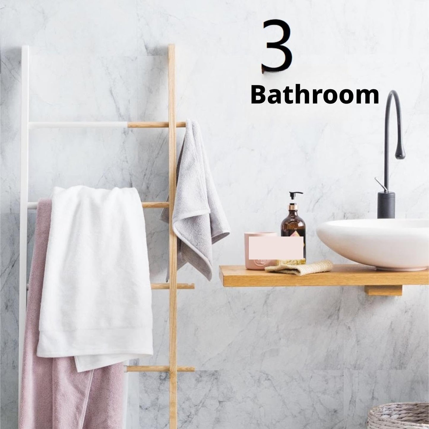 SHSWUD Free Standing Towel Rack, Pool Towel Ladder Wooden Rack Rail Blanket Clothes for Bathroom Bedroom Large Storage(White)