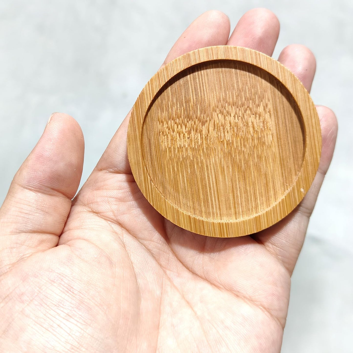PATIKIL Plant Pot Saucer, 6 Pack 2.6 Inch OD Bamboo Round Flower Drip Tray for Indoors