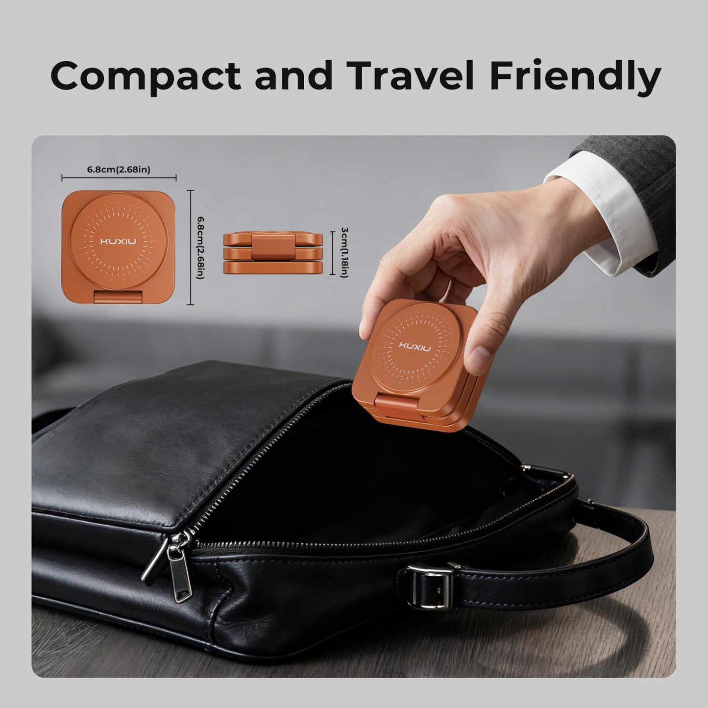 KU XIU QI 2.2 25W 3-in-1 Charging Station for Apple Device, Foldable Magnetic Charger for iPhone 17/16, 5W for Apple Watch & AirPods, Fast Travel Wireless Charging Stand with 45W Adapter