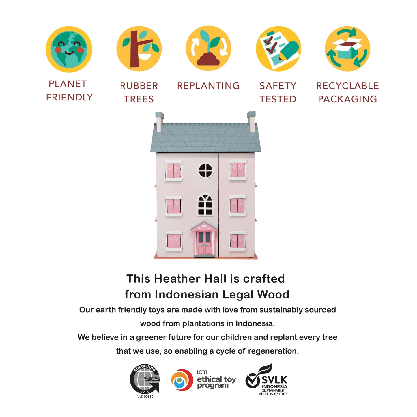 Mentari Toys - Heather Hall - Large 4-Storey Wooden Dollhouse - DIY Doll House with Easy Assembly, Holiday Birthday Gift for Kids Girls Age 3+, Inspires Imaginative Role Play