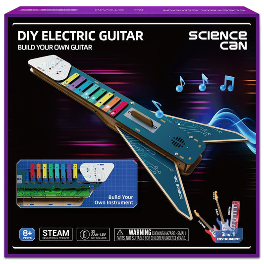 Science Can STEM Science Kit for Kids Age 8-12, DIY Electronics Guitar Building Kit, 3D Wooden Puzzles Musical Instruments, Engineering Kits Birthday Gift for Boys & Girls Ages 8+