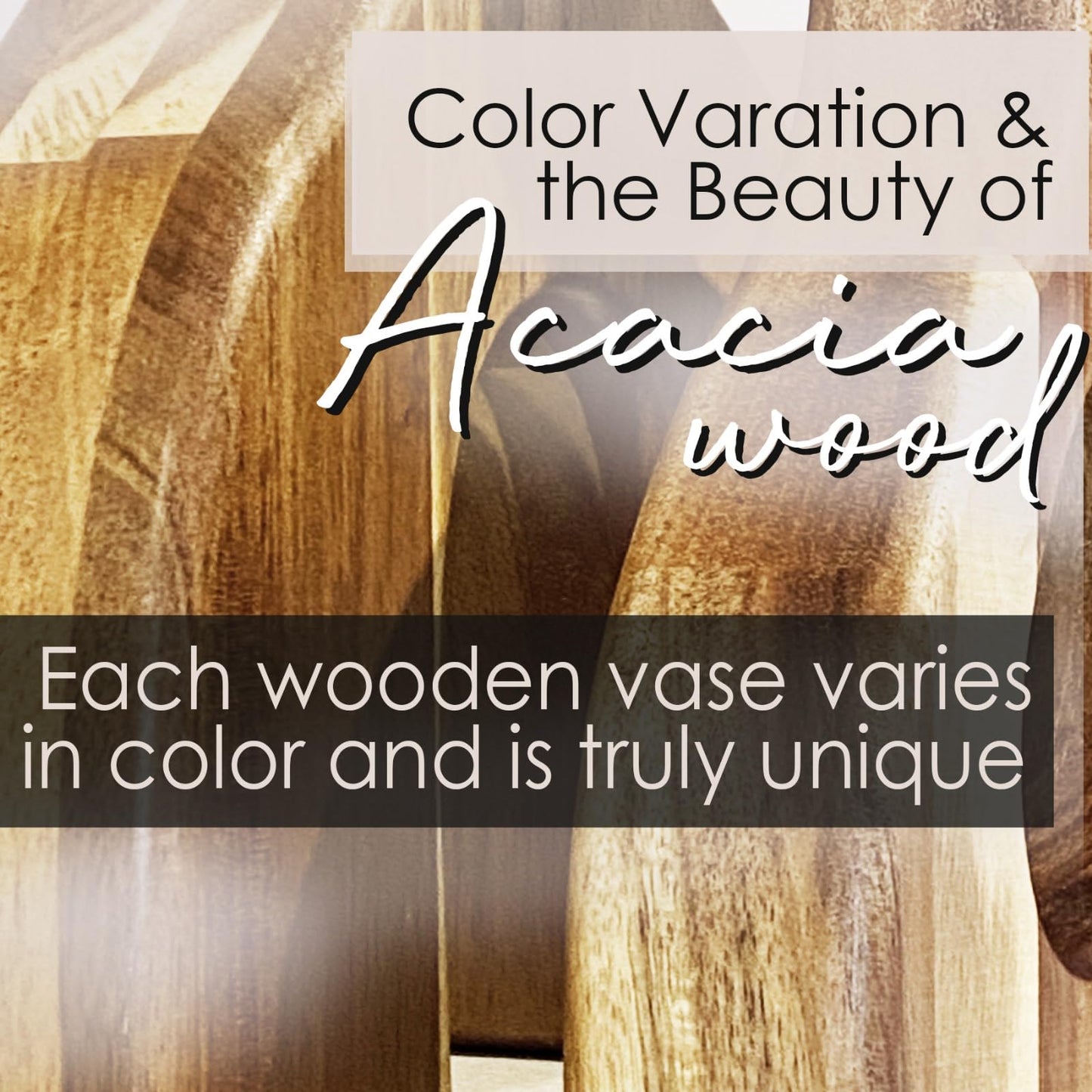 Wooden Vases for Decor Set of 2, Scandinavian Wood Decorative Vases