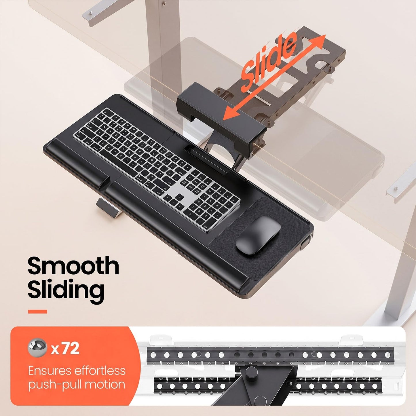 Klearlook Upgraded Ergonomic Keyboard Tray Under Desk, Adjustable Sliding Keyboard Platform Holder, Keyboard Stand with Wrist Rest & Storage Drawer for Home, Office and Gaming, 24.4"x10"