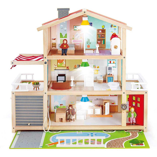 Hape Doll Family Mansion| Award Winning 10 Bedroom Doll House, Wooden Play Mansion with Accessories for Ages 3+ Years