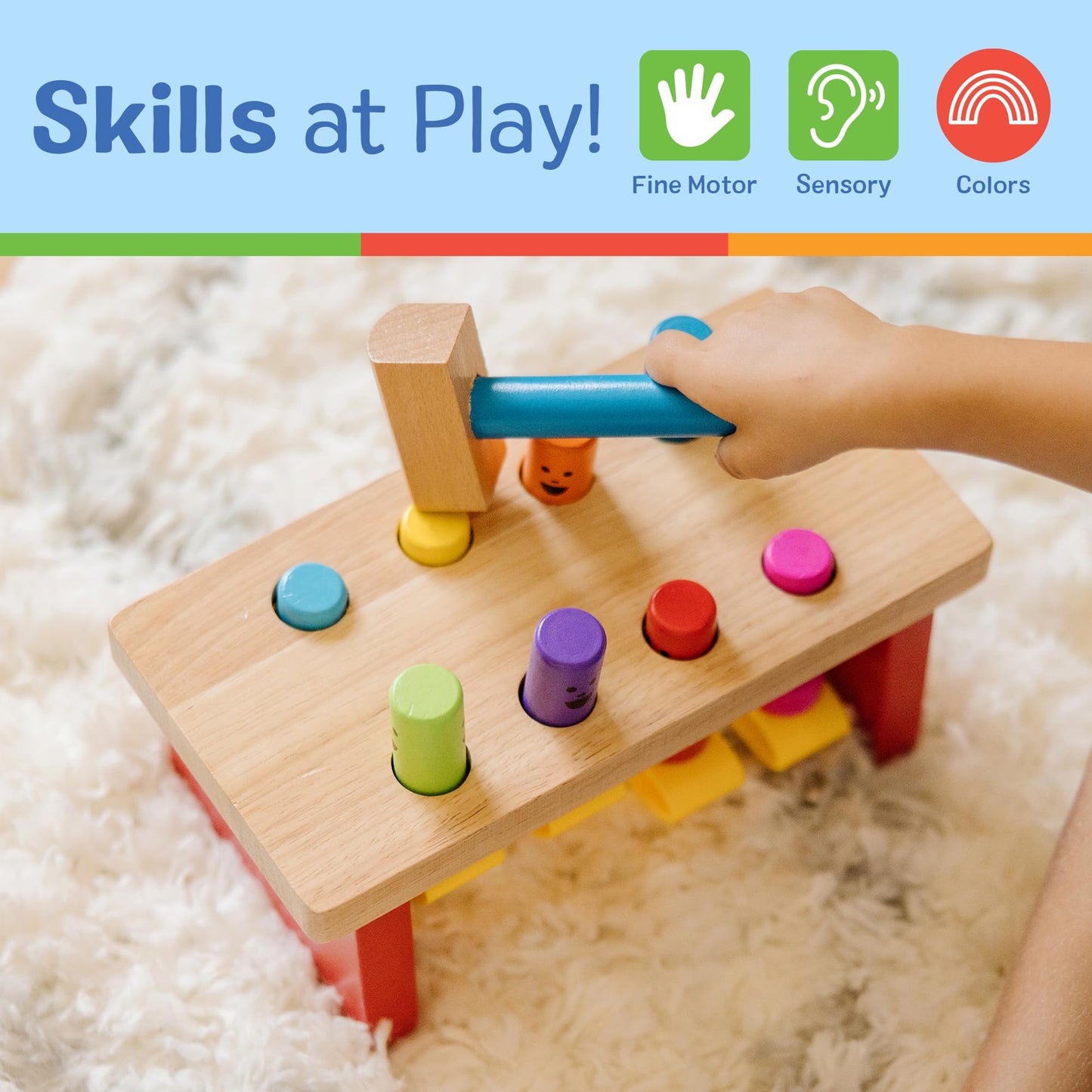MeMelissa & Doug Deluxe Pounding Bench Wooden Preschool Learning Toy with Mallet Classic Wooden Toddler Toys for Ages 2+Lissa & Doug Deluxe Pounding Bench Wooden Preschool Learning Toy with Mallet