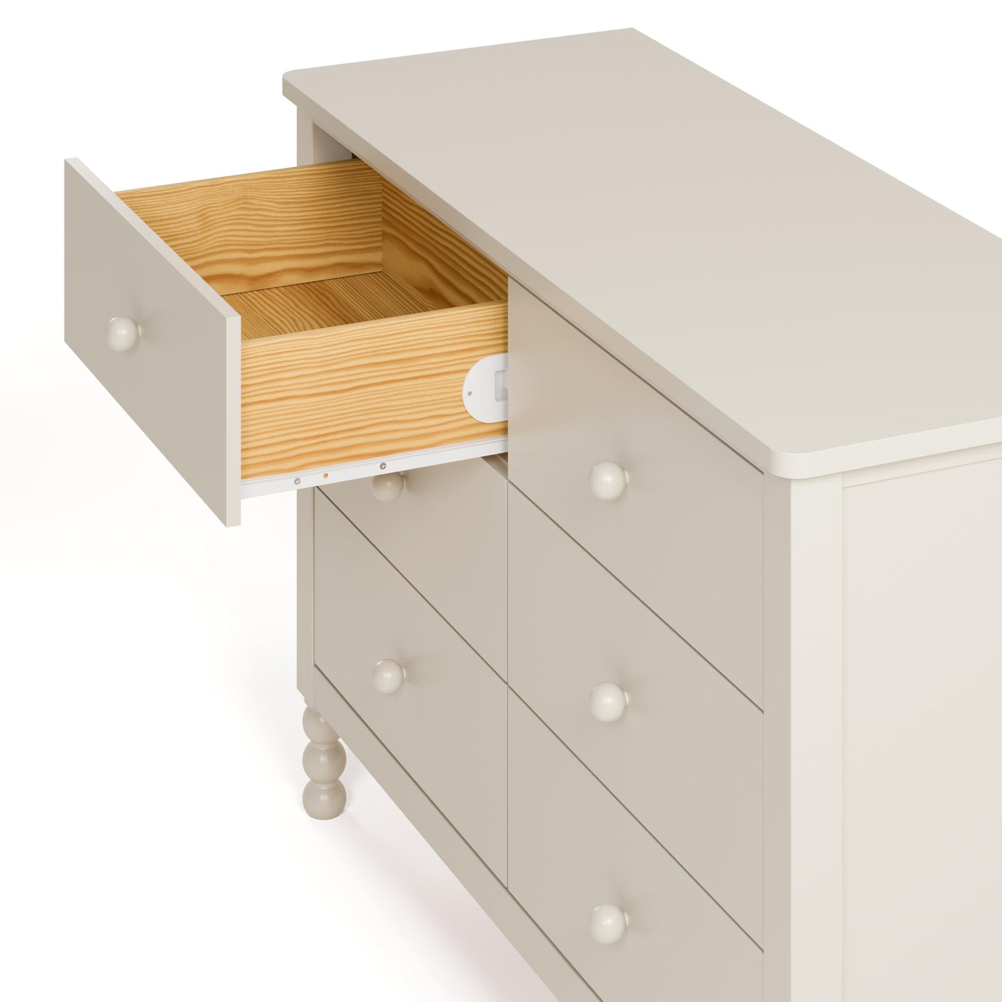Storkcraft Rio 6 Drawer Dresser (Frosted Oat) – GREENGUARD Gold Certified, Wood Dresser for Bedroom, Kids & Nursery Storage Chest, Safety Interlocking Drawers, Pre-Installed Tracks, Kids Chest