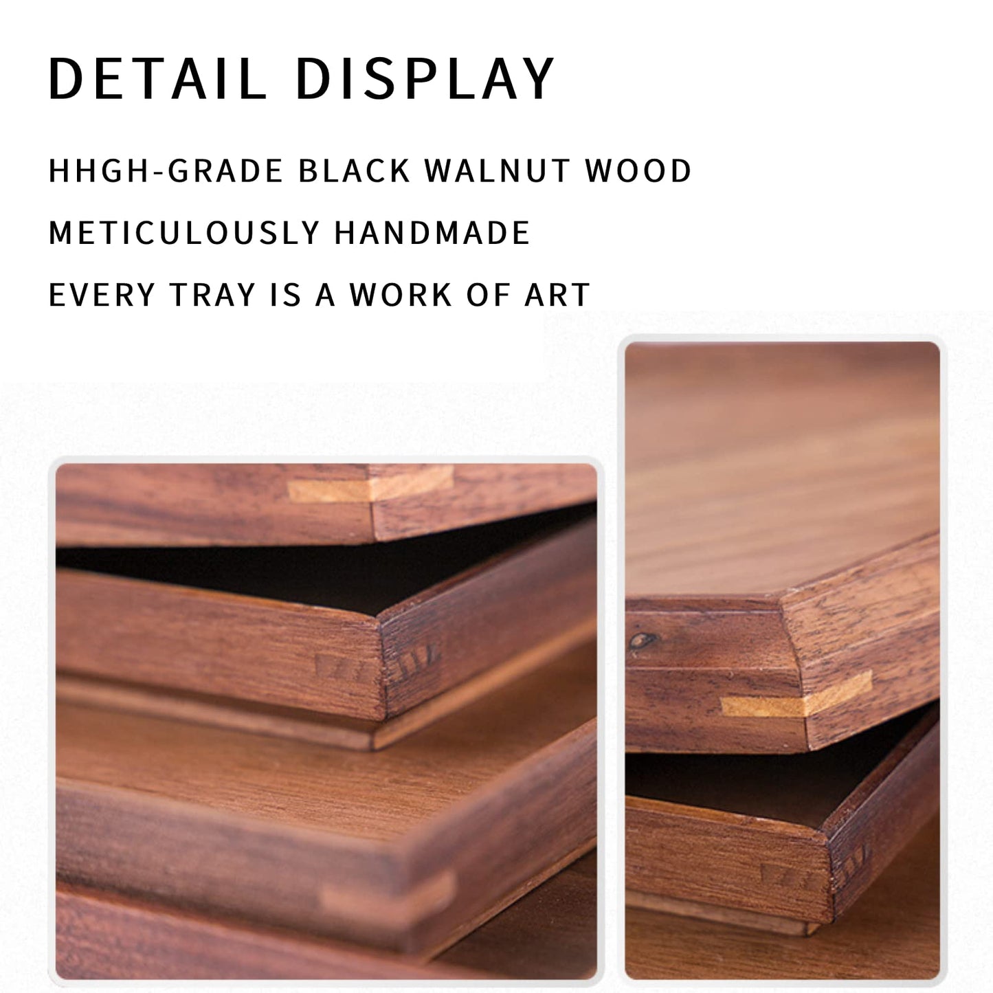 Wood Serving Trays for Home Bar Restaurant Coffee Shop - 11.81''L x 7.87''W Black Walnut Wood Tray, Tea Tray, Coffee Tray, Food Tray (M - 11.81'' x 7.87'')