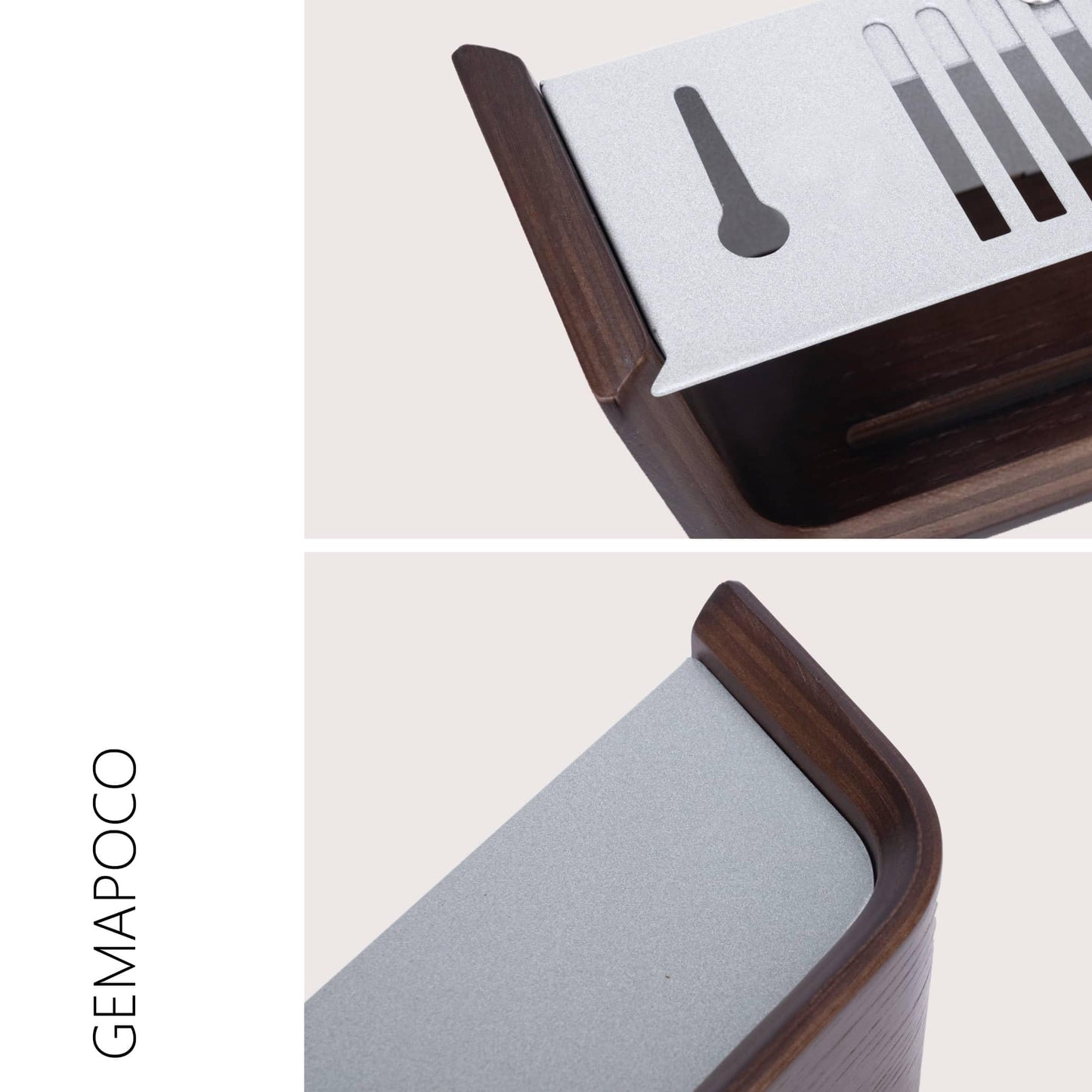 GEMAPOCO® Key Holder Wall Mount with 5 Retractable Hooks,17-Inch Finland-Designed Key Hanger with Shelf, Modern Coat Rack Wall Mount,Minimalist Space-Saving Entryway & Hallway Furniture - Walnut Brown
