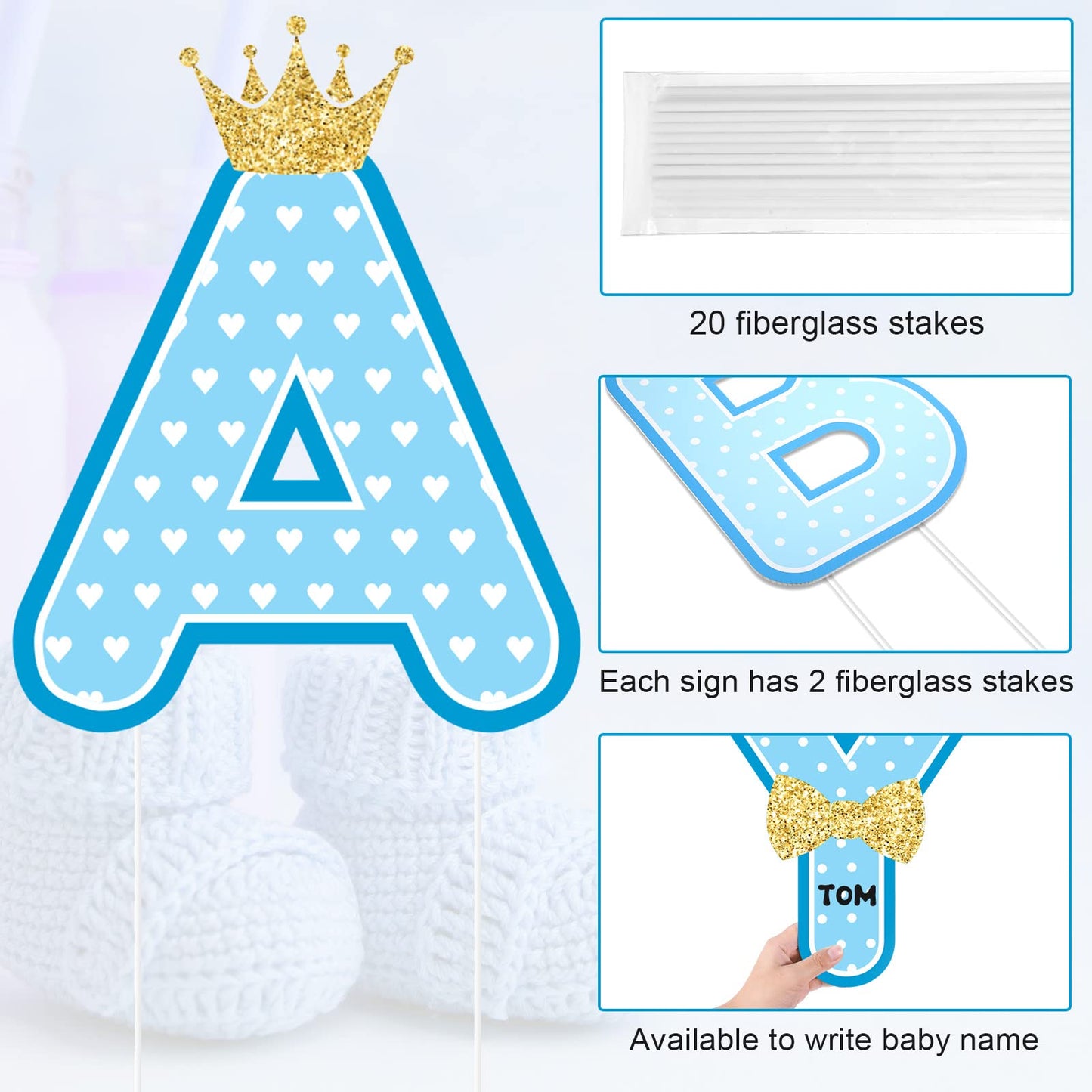10 Pieces Gender Reveal Party Decorations Party Supplies Baby Shower Yard Signs Outdoor Yard Letters Lawn Signs with Stakes for Indoor Outdoor Garden Lawn Party Decorations (It's a Boy)