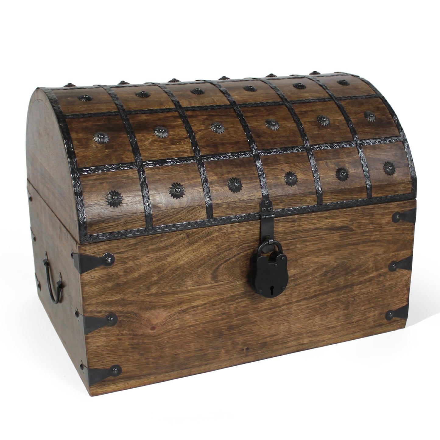 Nautical Cove Handmade Pirate Treasure Chest for Kids Prizes & Classroom with Lock and Skeleton Keys – Lockable Wooden Storage Chest Box, Pirate Decor, Decorative Wooden Box - XXX-Large 21x15.75x15.75