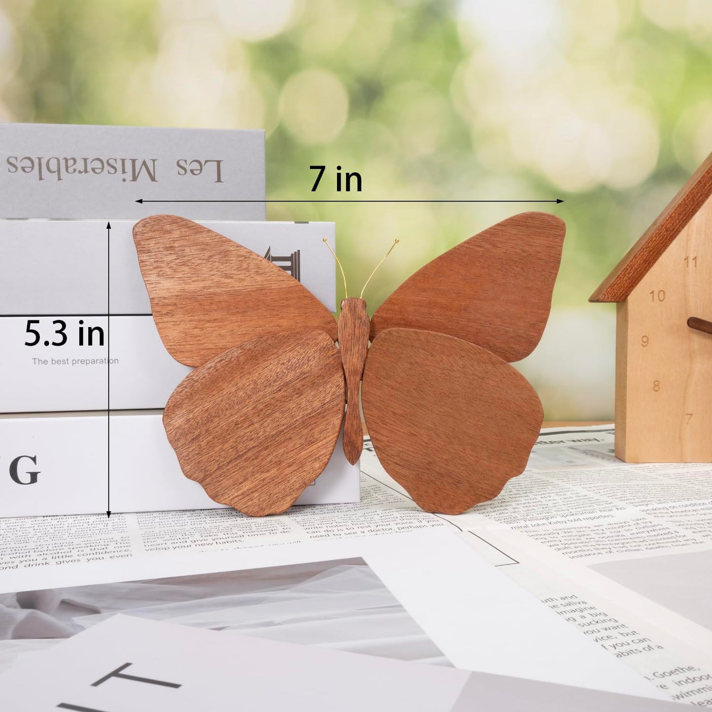 2 Pack Handmade Wooden Butterfly Wall Art Hanging Decor Butterflies Wall Art Hanging Sculpture for Bedroom Bathroom Living Room Butterfly Home Decoration for Kids Baby Nursery Room Decor (Brown)