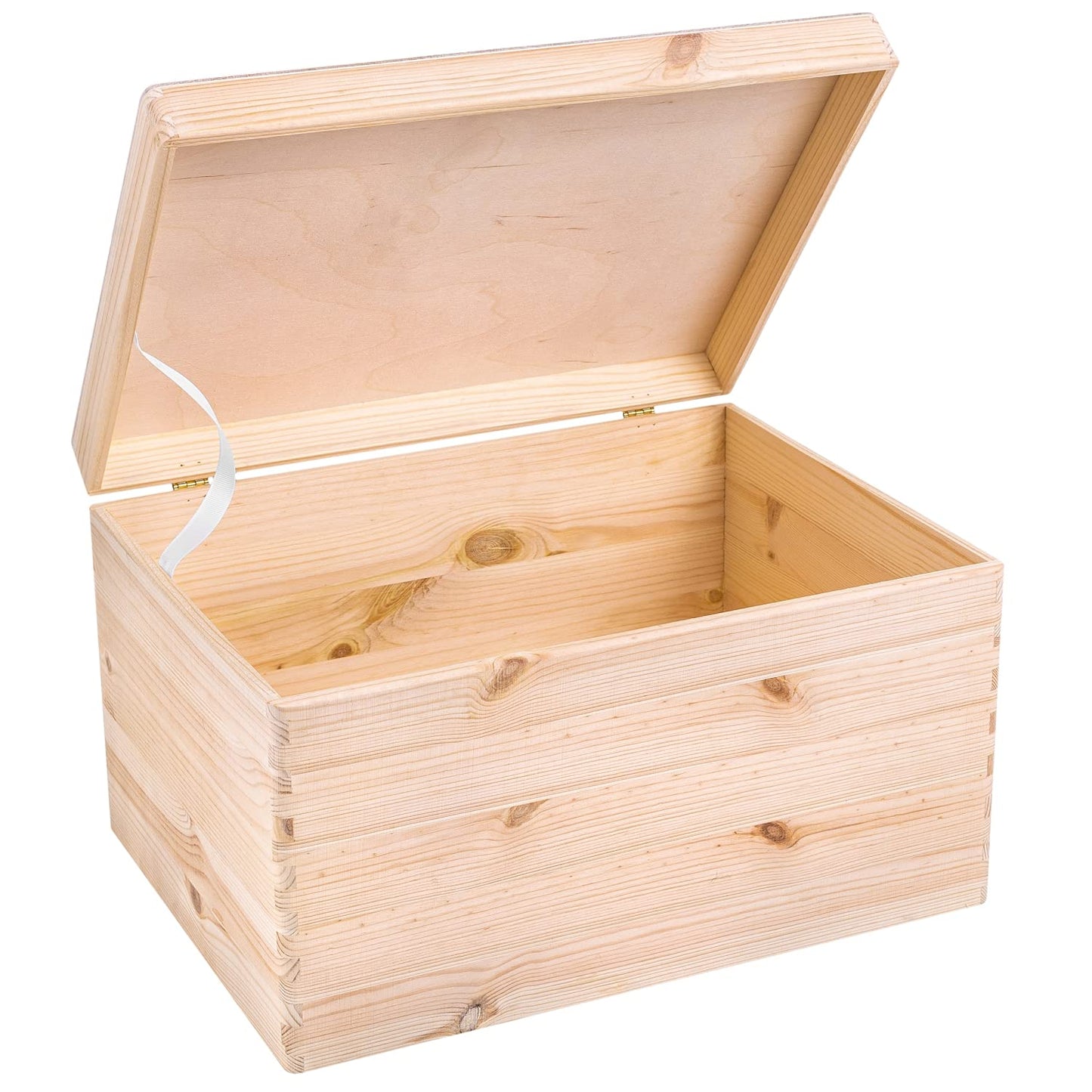 Creative Deco XXL Large Plain Wooden Box Storage with Hinged Lid | 15.8x11.8x9.44 inches (+-0.5) | Keepsake Unfinished | Unpainted Gift Trunk | PRODUCT NOT INTENDED FOR 15 YEARS OR BELOW
