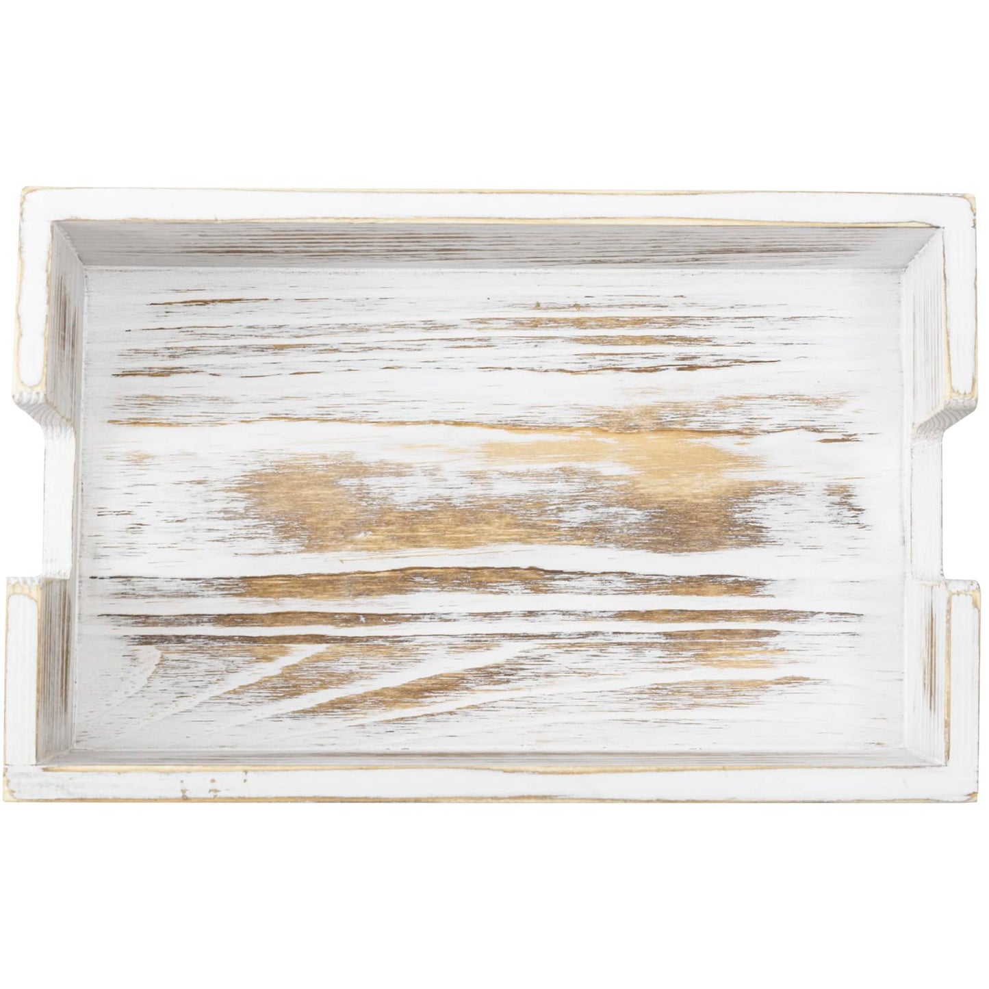 MyGift Shabby White Washed Solid Wood Bathroom Counter Guest Folded Paper Towel Holder, Sink Countertop Disposable Napkin Dispenser Vanity Toiletry Tray