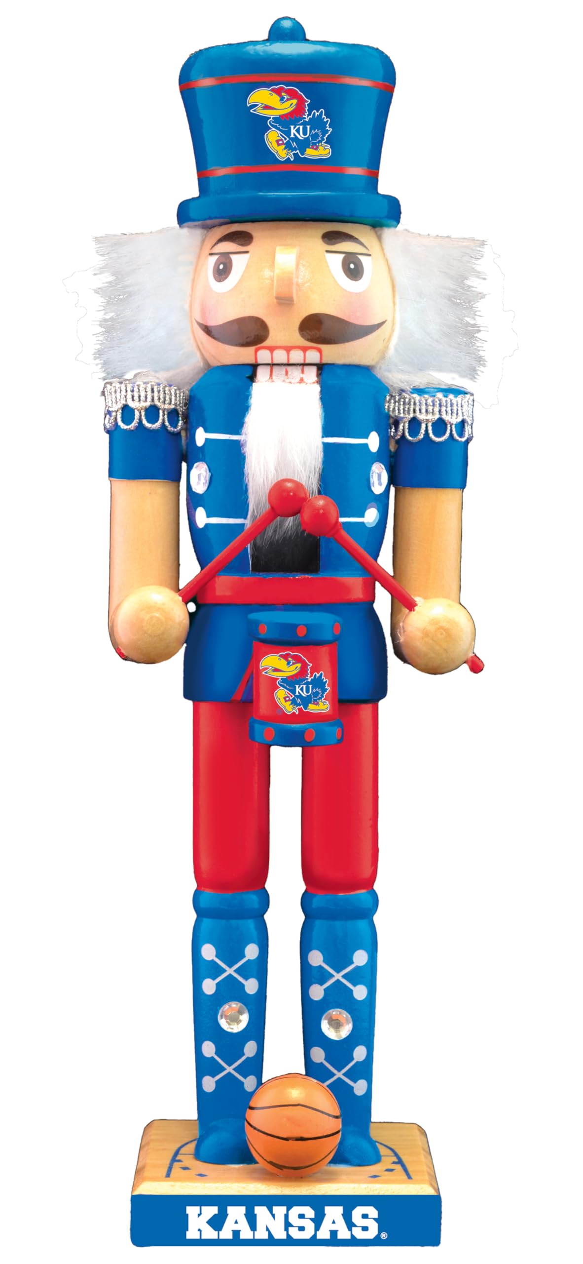 MasterPieces Kansas Jayhawks Nutcracker Figurine - Hand-Crafted Wooden Collectible with Team Colors & Sports Elements