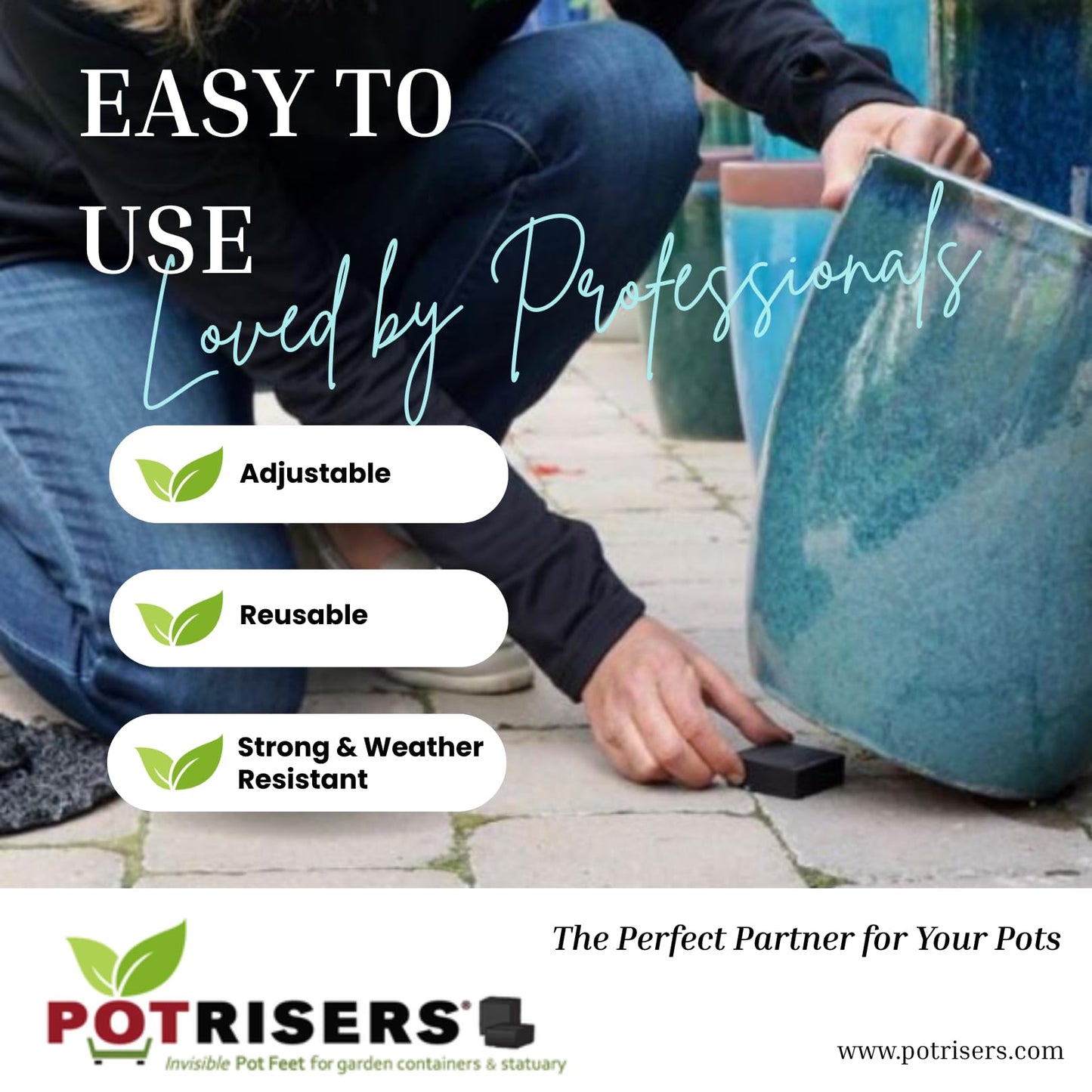 POTRISERS 80 Pack Standard 1" Wide x 1/2" Tall Super Value Pack | Invisible Pot Feet & Plant Risers | Drainage & Airflow for Planters, Pots, Garden Decor | Patios, Decks, Gardens