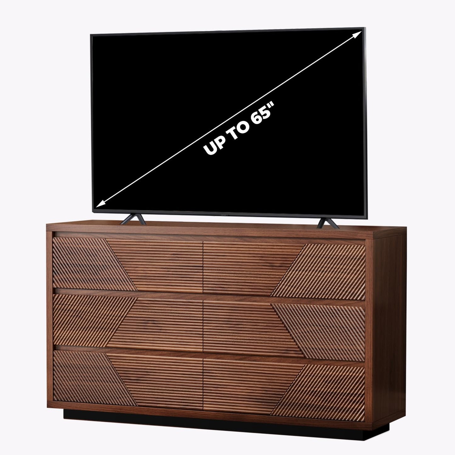 Ieejdn 55.12" Modern Chest of Drawer, 6 Deep Drawers,Clothes Organizer,Large Storage Cabinet for Living Room, Bedroom,Dresser TV Stand, Wood Drawer Organizer for Living Room, Hallway, Umber