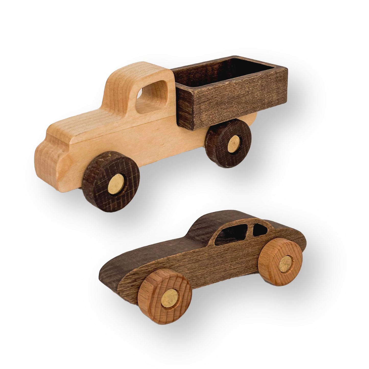 BUSY PUZZLE Wooden Toy Car and Truck Set Montessori Toys for Toddlers Handmade from Natural Wood Gift for Boys and Girls