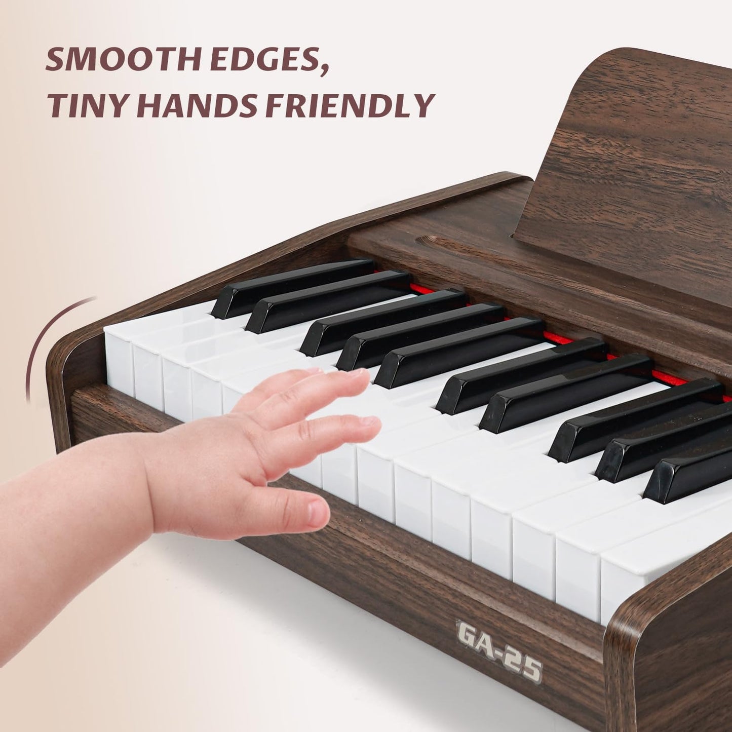 LeeQee 25-Key Wooden Electronic Piano Keyboard for Kids - Educational Music Toy with Realistic Sound, Dual Power Supply & Learning Accessories - Perfect Toddler Learning Gift