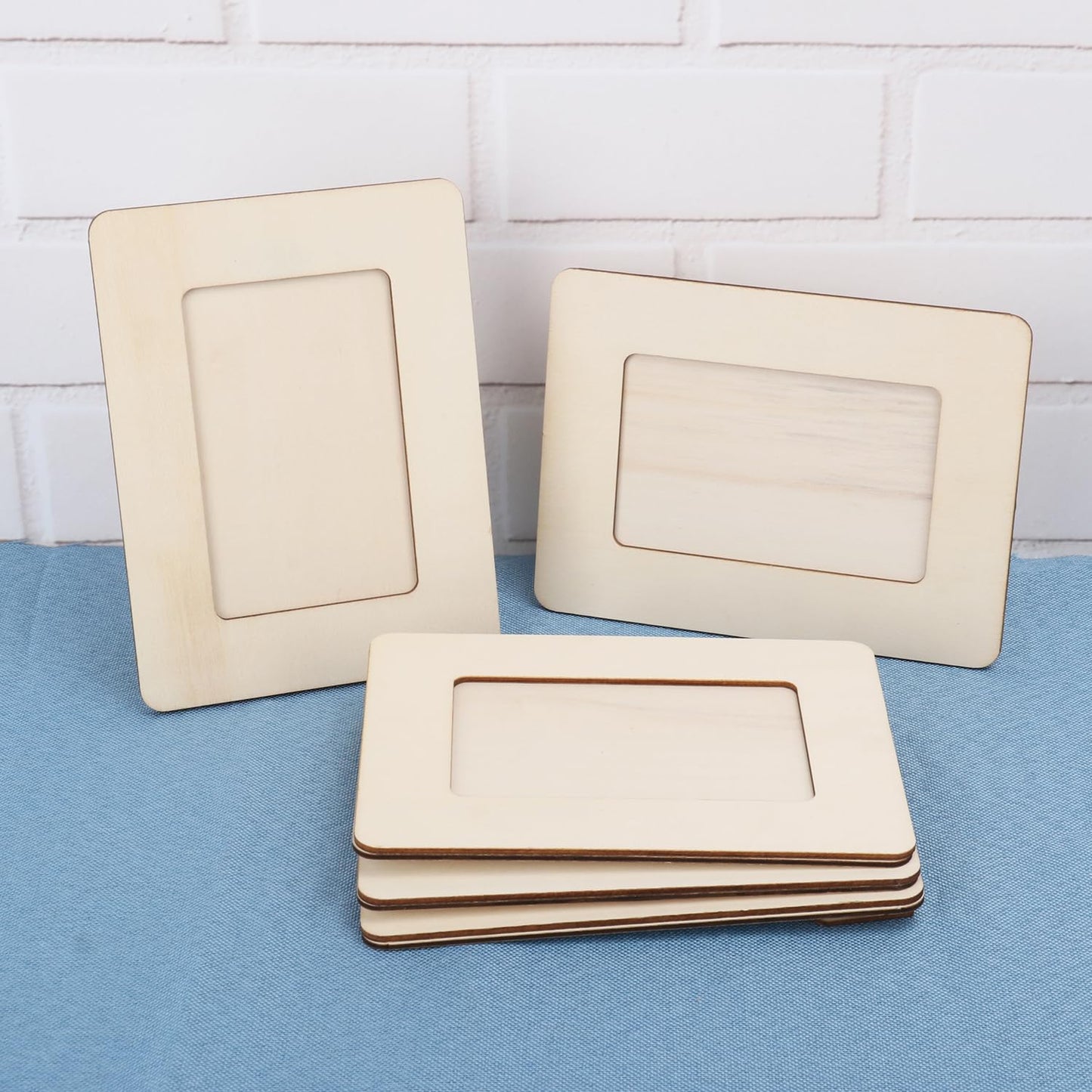 GNIEMCKIN 35 PCS 3.16 x 4.7 Inch Wooden Picture Frames, Unfinished Solid Wood Photo Frames for Crafts, Perfect for DIY Painting and Decorative Projects
