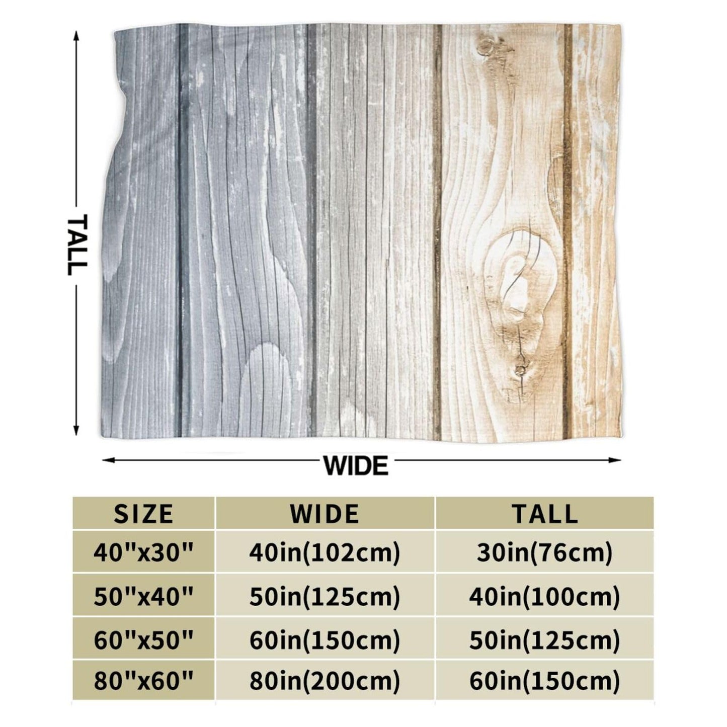 Planks Grunge Vintage Wooden Board (7) Reversible Flannel Throw Blanket - Ultra Soft Lightweight Blanket for Bed, Couch, Travel 40"X30"