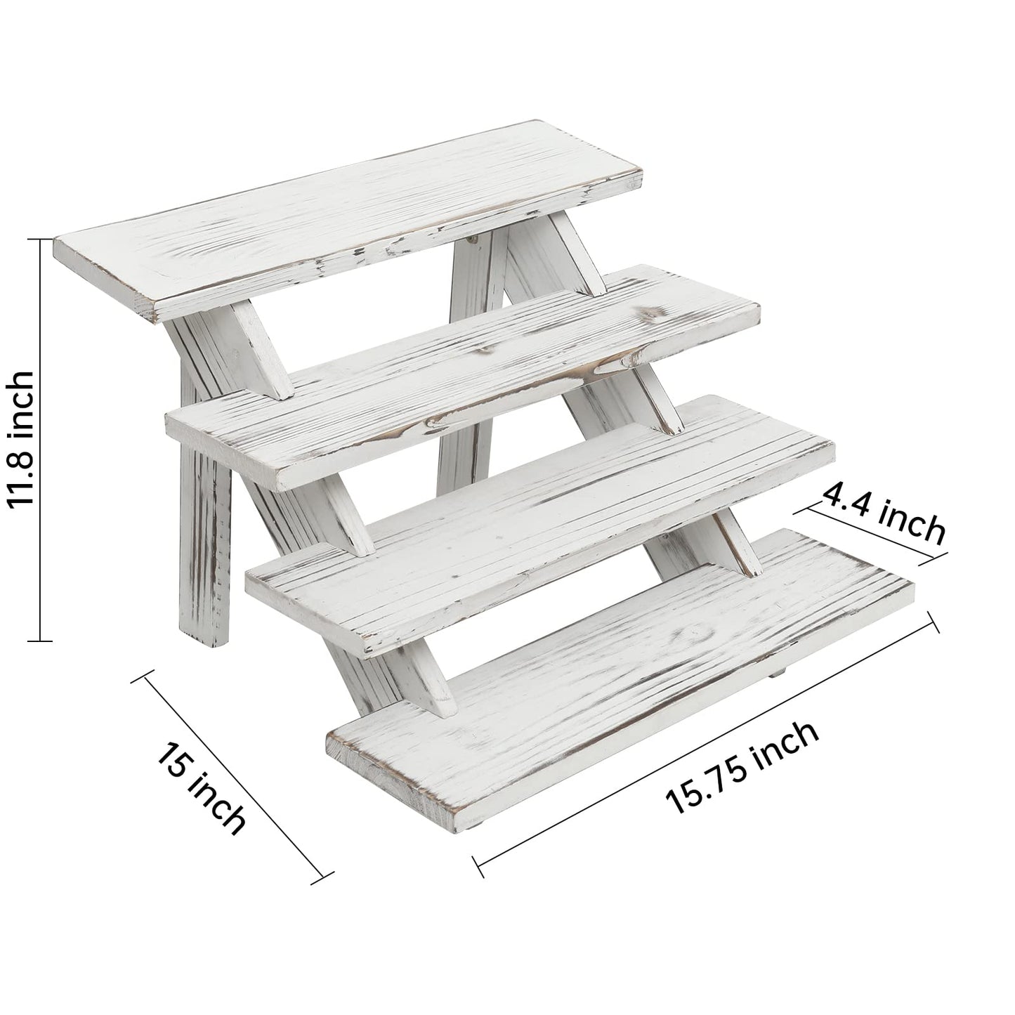 SwallowLiving Wooden Rustic Cupcake Stand for 24 Cupcakes, Stepped Wood Display Stand for Weddings, Tiered Party Table Display Riser for Food , Dessert, Cookie, Decor, Craft Show, White