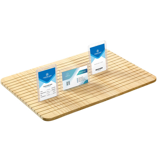 Wooden Name Badge Holder - 15.35 x 11 x 0.3 inches ID Badge Tray Organizer for Office School Business Sign Tag ID Card Supplies (Wood Color)