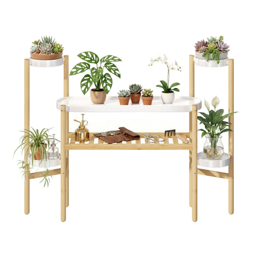 APRTAT Bamboo Plant Stand Indoor, 4 Tier Tall Plant Storage Stand Table Top for Multiple Plants, Window Plant Shelf Table Plant Rack for Balcony Garden Living Room Indoor Outdoor Home (4-Tier-12 Pot)