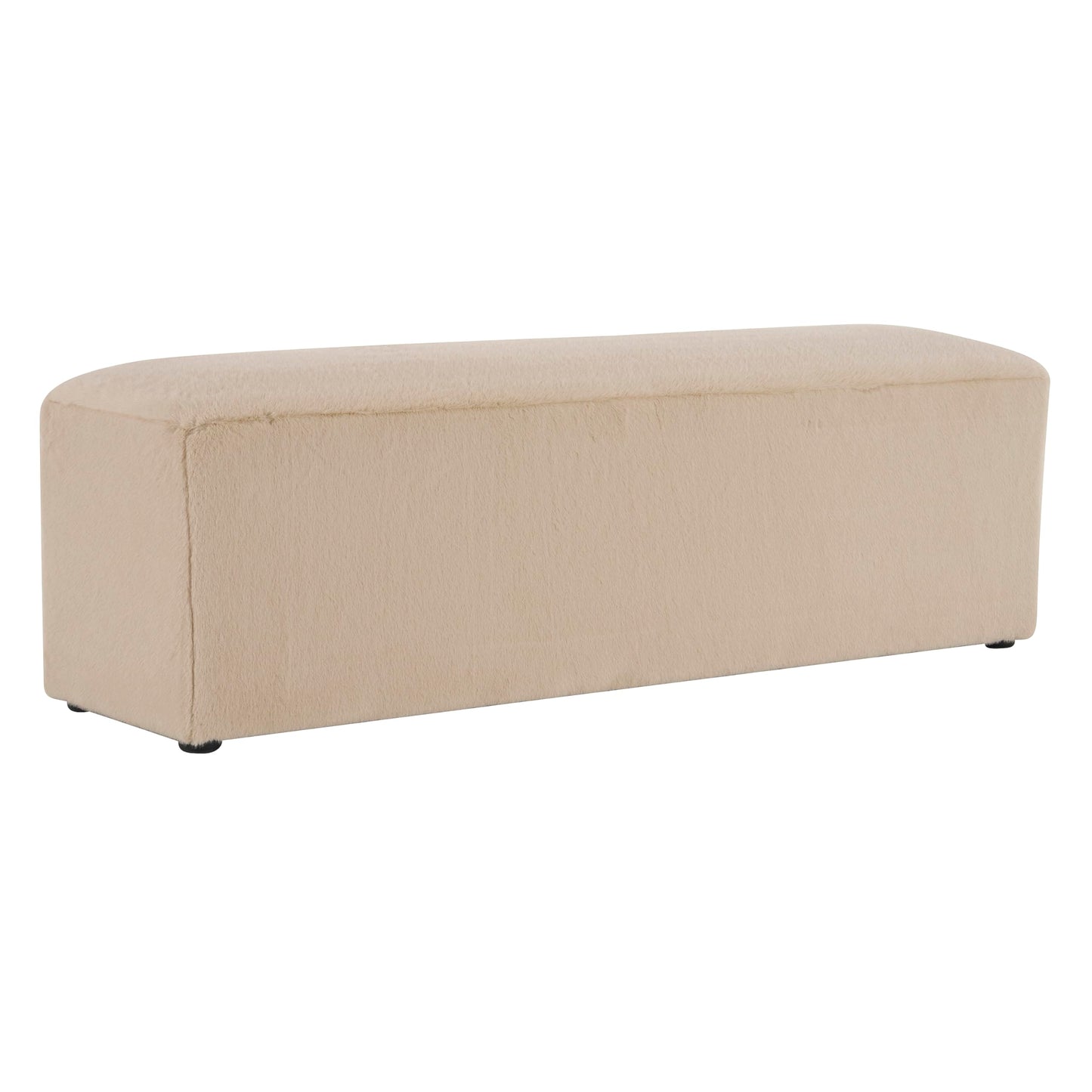 Christopher Knight Home Deni Modern Plush Fabric Ottoman Bench, Living Room Long Ottoman Foot Rest, Bedroom End of Bed Bench with Wooden Frame, Rectangular Ottoman Coffee Table, Almond Beige