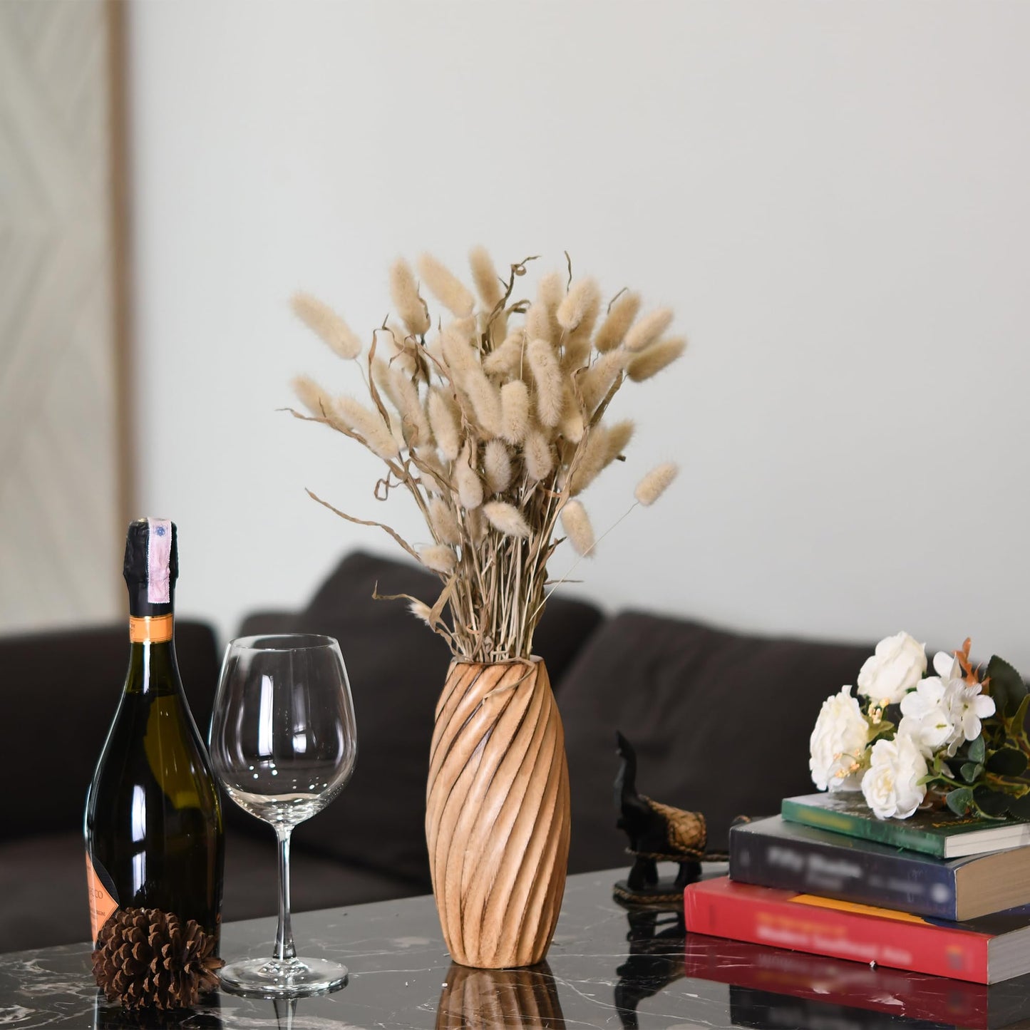 AeraVida 8.2 inch Timeless Handmade Modern Rustic Spiral Light Brown Mango Tree Wood Vase for Home | Natural Wooden Home Decor - Modern Farmhouse | Kitchen Table Counter-top Accent Decor