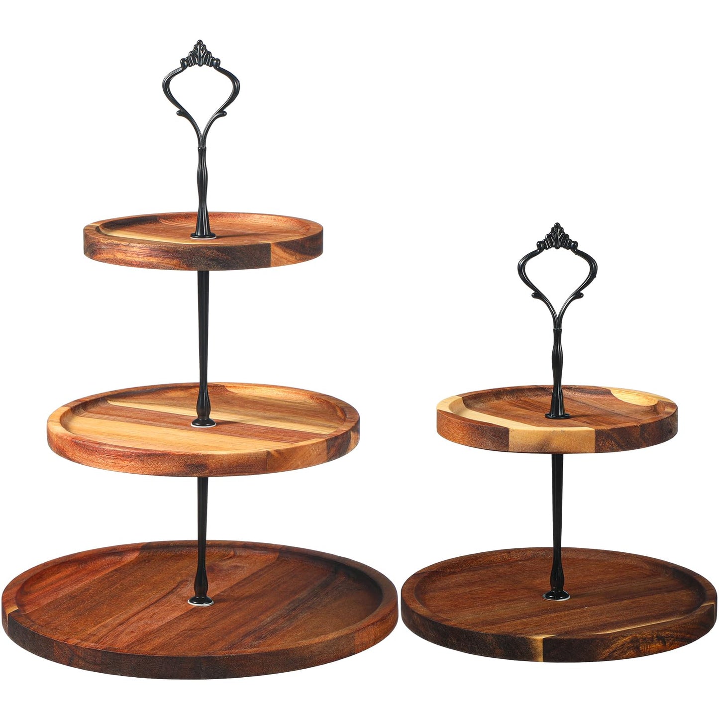 Maitys 2 Pack Wooden Cupcake Stand Rustic Cupcake Tower 3 Tier 2 Tier Holder Farmhouse Tiered Serving Tray Food Display Stands for Dessert Tea Party Wedding Birthday Kitchen Table Decorations