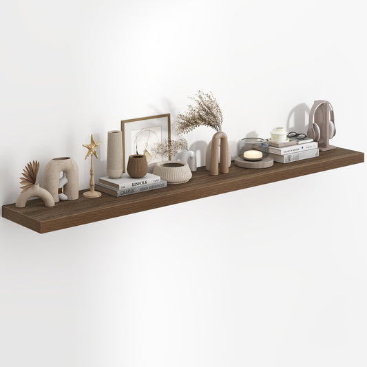 72"W x 9.3"D Floating Shelves for Wall, Wall Mounted Bathroom Shelves 1 Pack Deep Floating Shelf for Bedroom Kitchen Living Room, Rustic Wooden Wall Shelf with Invisible Bracket for Books Decor