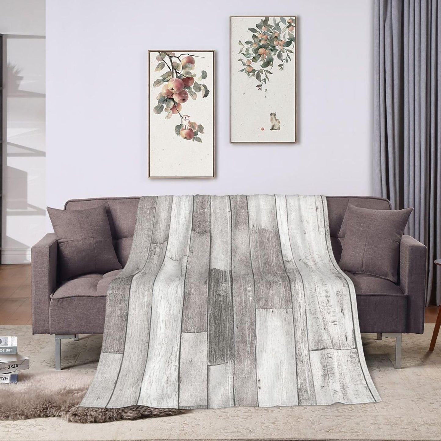 50"X40" Wooden Plank Texture Soft Flannel Blanket - Lightweight and Quick Drying, Used for Home, Travel, Camping