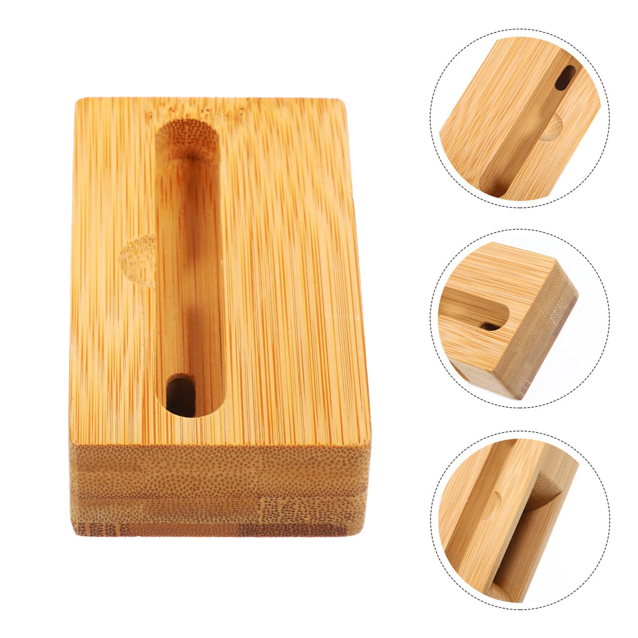 HOMSFOU Phone Sound Amplifier & Universal Wooden Phone Holder Stand, 3.93x2.36x4.72In Desktop Loudspeaker Dock for Nightstand, Mobile Viewing & Clearer Sound