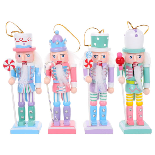 Homoyoyo 4.72Inch Candy Wooden Soldier Nutcracker 4pcs Nutcracker Christmas Decor Figurines Pastel Nutcracker Decor Christmas Nutcrackers Ornaments Set for Christmas Tree Party Supply