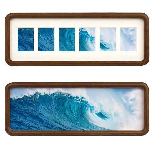 Hans 4"x12" Frames Collage Photo Frame Single Mat with Six 1.5x2.5 Openings and Satin Solid Frame Horizontal or Vertical(6 Openings)