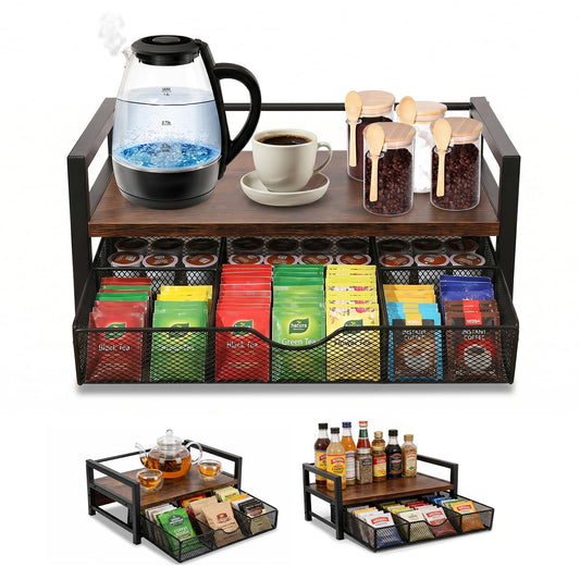 Tea Bag Organizer, Extra Large Tea Organizer Station and Storage Chest