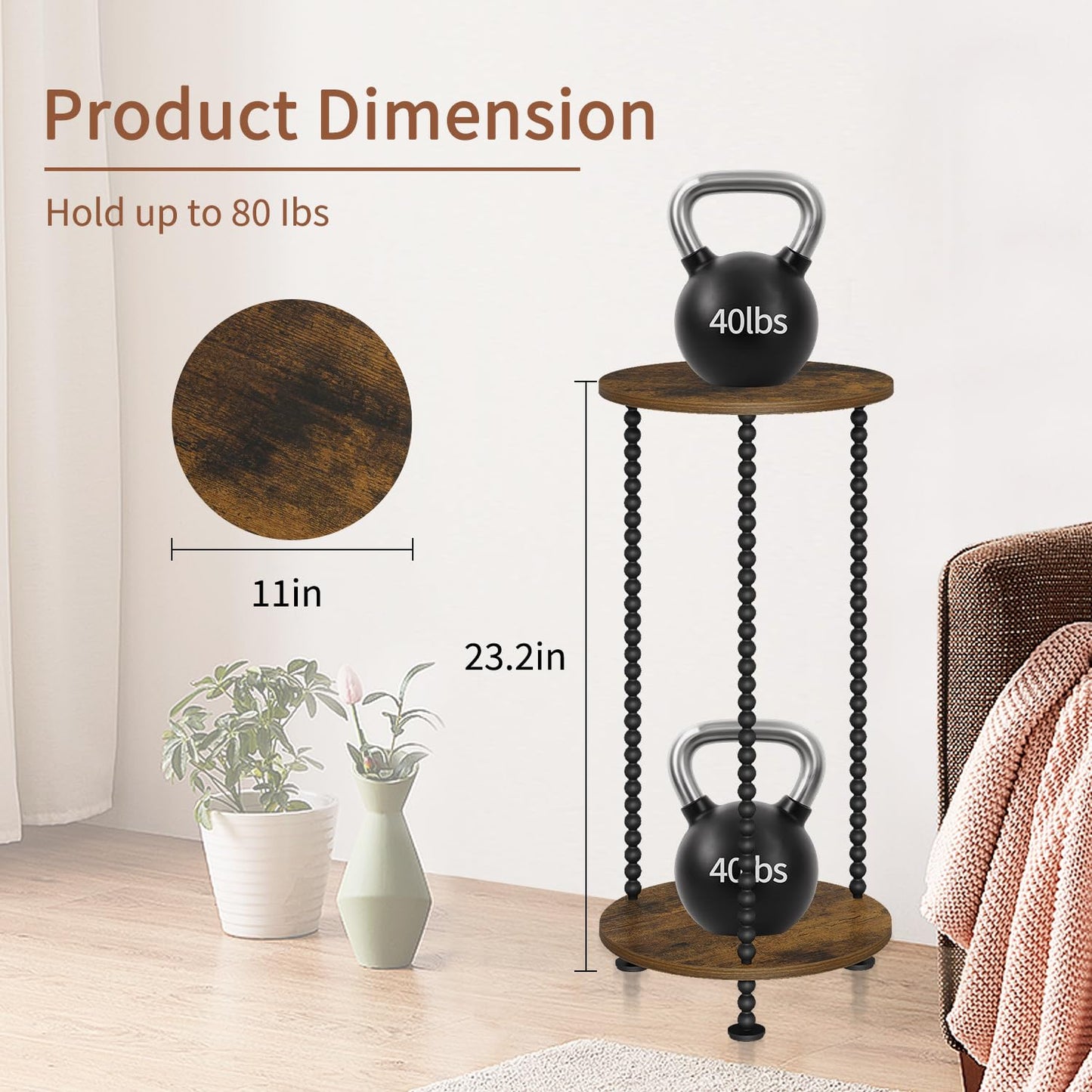 YINMIT Plant Stand Indoor, 2 Tier Small Plant Stand, Corner Flower Pot Stand, Plant Tables Indoor, Planter Pot Holder for Balcony Garden Patio Living Room