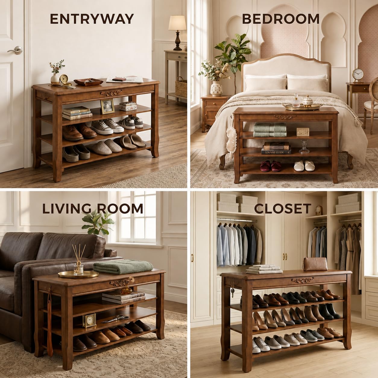 Drogenble Shoe Rack Bench with Lift-Top Storage,3-Tier Shoe Storage Bench with Wooden Seat,550lbs Heavy Duty Entryway Bench for Hallway,Foyer,Front Door,Closet,Shoe Organizer Bench,39.4"