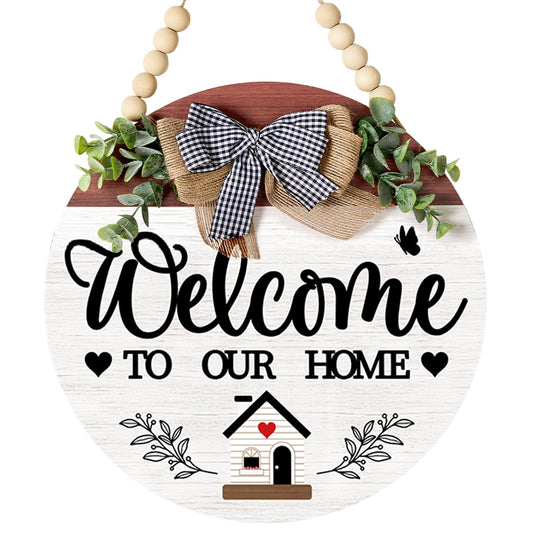 3D Welcome Sign For Front Door, Wooden Welcome To Our Home Sign, Rustic Hanging Door Sign Door Wreath For Home Porch Door Outdoor Decorations