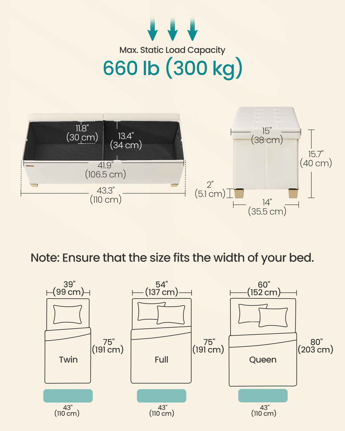 SONGMICS Storage Ottoman Bench with Legs, Folding Ottoman Foot Rest with Flipping Lid, Bench with Storage, for Living Room, Bedroom, Entryway, Velvet, 43.3 Inches, Cappuccino Beige ULSF083LH01
